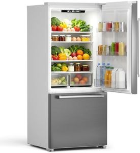 Electactic 18 Cu. Ft. French Refrigerator, 2-Door French Door Refrigerator with Built-in Ice Maker, Digital Temperature Control with Bottom Mount Freezer Drawer for Kitchen Commercial-Grey
