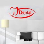 Roonir Dental Wall Stickers for Clinic Dental Care Sign Sticker for Wall Glass Cabin Doors Glass(72 cm Wide Red Color Water Resistance Removable Vinyl Decal Size(40X62 cm)