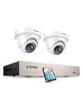 ZOSI 1080P CCTV Camera Systems, 5MP Lite 8 Channel DVR with 1TB Hard Drive, 2X 2MP Dome Security Outdoor Cameras, Motion Detection Alerts,Remote Acces