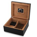 MEGACRA Cigar Humidor for 50 Cigars with Elegant PU Leather and Cedar Interior and the Adjustable Capacity