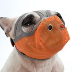 ACSUZ Pet Dog Muzzles Adjustable Breathable Dog Mouth Cover Anti Bark Bite for French Bulldog Pug Training Collar Pet Prevent Barking,Orange Gray,M