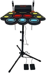 (9 Pads) Electronic Drum Set with Light Up Drumsticks and Stand, Electronic Drum Pad with 5 Different Drum Kit, 10 Unique Rhythms, Bulit-in Double Speakers, Roll Up Drum Kit, Kids Drum Set