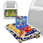 Kids Travel Tray with Pockets, Foldable Travel Tray Cover, Airplane and Car Travel Essentials for Kids, Adults, Portable, Waterproof, for Viewing, Games and Meals