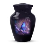 YATSKIA Purple Butterfly Urn Mini Keepsake Urn - Small Urn for Ashes for Women - Keepsake Cremation Urns for Ashes Female & Male - Metal Urns for Human Ashes Adult - Urns for Human Ashes (Size 3inch)