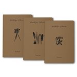 Paperkraft Vintage Series - Brown Kraft With Vintage Items Theme : 210 Mm X 148 Mm,176 Pages, Unruled, Sewn & Perfect Bound, Pack Of 3