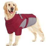 ROZKITCH Extra Warm Dog Coat Reflective Adjustable Dog Jacket Dog Winter Coat with Fleece Turtleneck Dog Jacket for Cold Weather Soft Winter Coat for Small Medium Extra Large Dog Gift Dark Red 2XL