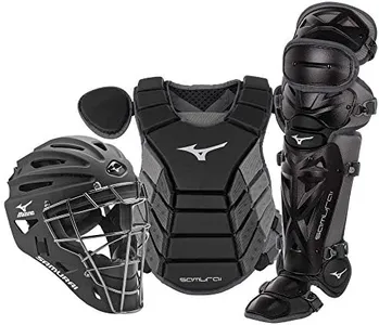 Mizuno Samurai Youth Baseball Boxed Catcher's Gear Set, Black-Grey, 14" Youth Boys