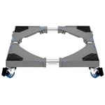 Buildskill Grey Adjustable Washing Machine Stand - 4 Double Wheels with Lock, Used with Washing Machine, Refrigerator, Furniture, 300kg Capacity, 45-75cm, Height Adjustable, with Spirit Level