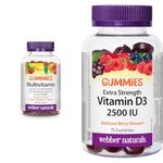 Webber Naturals Multivitamin Gummy, 90 Gummies, For the Maintenance of Good Health & Vitamin D3 2500 IU, 75 Gummies, For Healthy Bones, Teeth, and the Maintenance of Good Health