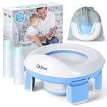 Orzbow Portable Potty Training Toilet for Boys and Girls with Storage Bag - Foldable Travel Potty Chair, Toddler Potty Seat for Indoor and Outdoor, Easy to Clean, Includes Free 40pcs Travel Bags, Blue