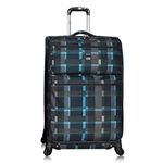 LUCAS Designer Luggage Collection - Expandable 28 Inch Softside Bag - Durable Large Ultra Lightweight Checked Suitcase with 8-Rolling Spinner Wheels, Old School Navy, 71.12 cm