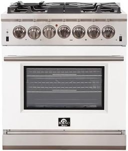 FORNO Capriasca 30 Inch Full Gas Freestanding Range with 5 Sealed Burners Cooktop – 4.32 cu.ft. Gas Convection Oven, Stainless Steel, Heavy Duty Cast Iron Grates
