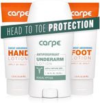 Carpe Antiperspirant Underarm, Hand & Foot Lotion Bundle, Head to Toe Sweat Protection for Hands, Feet, and Underarm, Dermatologist Recommended