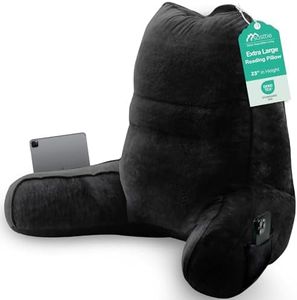 Sasttie Reading Pillow for Bed, Back Pillow for Sitting Up, Black