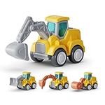 CARLORBO Digger Toy Cars for Toddlers - Pull Back Cars Toys, Press and Go Truck Toys for 18 Months to 2 3 4 5 Years,4 PCS ABS Engineering kids' Play Vehicles for Boys Girls Gift