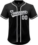 Custom Baseball Jersey Sports Button Down Shirts Peronalized Customized Name Number for Men Women Boy, Black-white-14, One Size