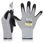 DEX FIT Level 5 Cut Resistant Gloves Cru553, 3D Comfort Stretch Fit, Power Grip, Durable Foam Nitrile, Smart Touch, Machine Washable, Thin & Lightweight, Grey 10 (XL) 1 Pair