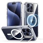 ESR for iPhone 15 Pro Max Case, Compatible with MagSafe, Military-Grade Protective Case, Built-in Stash Stand Phone Case, Scratch-Resistant Back Cover, Classic Series, Clear