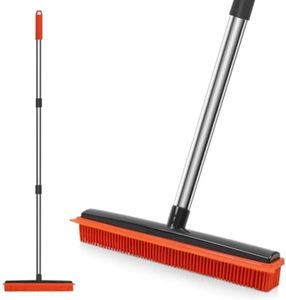 Balai en Caoutchouc de Silicone Vert, à Long Manche Anti-Rayures, pour Enlever Les Poils d'animaux de Compagnie, pour Les Sols, Les Tapis, Les Carreaux, Les Fenêtres et Le Jardin