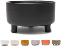 Waggo Uplift Ceramic Dog Bowl for Small Medium and Large Breeds - Heavyweight and Durable Pet Food and Water Dish Crock, Dishwasher Safe, Modern, Elevated Feeder (Small, Black)