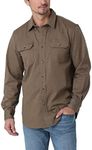 Wrangler Authentics Men's Long Sleeve Classic Woven Shirt Button, Teak Heather, Large