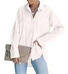 LACOZY Women Blouse Casual Cotton Long Sleeve Shirts V Neck Button Down Basic Loose Tunic Tops Beige XL