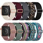 Maledan 10 Pack Stretchy Nylon Solo Loop Bands Compatible with Apple Watch Band 38mm 40mm 41mm Women Men,Adjustable Braided Sport Elastic Wristband Strap for iWatch Ultra 2 Series SE 9 8 7 6 5 4 3 2 1