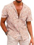 COOFANDY Men Hawaiian Floral Shirts Loose Fit Tropical Holiday Linen Beach Shirts