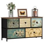 VEDECASA Dresser with 5 Drawers Wide Drawer Dresser for Bedroom TV Stand with Storage Drawers for Closet Living Room Nursery Hallway Sturdy Metal Frame Wooden Top Easy to Install