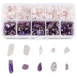 PH PandaHall 1 Box 2 Colors Tumbled Chip Gemstone Beads Crushed Pieces Stone for Jewelry Making Natural Amethyst and Natural Rose Quart, Pink/Purple, No Hole