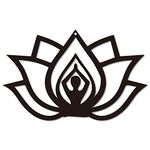 CREATCABIN Metal Wall Art Lotus Decor Wall Hanging Plaques Ornaments Wall Art Sculpture Sign for Yoga Studio Indoor Outdoor Home Livingroom Kitchen Garden Office Decoration Gift Black 11.8" x 7.4"