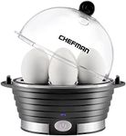 Chefman Electric Egg Cooker Boiler, Rapid Poacher, Food & Vegetable Steamer, Quickly Makes Up to 6, Hard, Medium or Soft Boiled, Poaching/Omelet Tray Included, Ready Signal, BPA-Free, Black