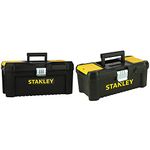 Stanley STST1-75518 Essential 16" Toolbox with Metal latches, Black/Yellow, Inch & STST1-75515 Low Essential Tool Box, Black/Yellow, 12.5-Inch