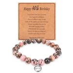 40th Birthday Gifts For Her, Natural Stone Beaded Bracelets For Women, 40th Birthday Bead Bracelet Kit With Happy Birthday Inspirational Card, Elastic Cord Jewelry For Women, Birthday Gift For Mom Sister Friend