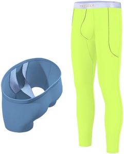 MUEBAIRES Mens Scrotal Support Pants Long Johns Thermal Underwear Mens Leggings Thermal Pants Men Cold Weather Bottoms Bright Green M