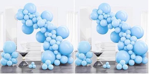 PartyWoo Light Blue Balloons 100pcs Different Sizes of 18 12 10 5 Inch Baby Pastel Sky Aqua Blue Balloon Arch Kit Garland for Birthday Gender Reveal Baby Shower Graduation Party Decorations Blue-Y4