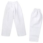 NAMAZU Karate Pants for Kids and Adult 7oz Ploy/Cotto Lightweight Student Karate Gi Pants Elastic Waist Martial Arts Pants, White, 170=SIZE4