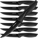 Home Hero Ultra-Sharp Stainless Steel Kitchen Knife Set - Chef Knife with Knife Sharpener - Steak Knives - Couteau Cuisine (8 pcs Steak Knife - Black)