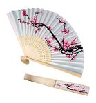 Delicate cherry blossom design silk folding fan favors [SET OF 12]