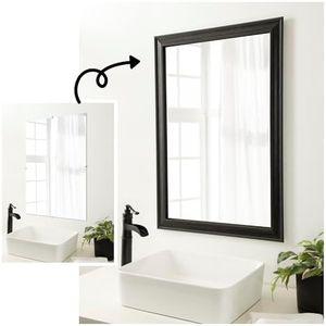 Amanti Art Bathroom Mirror Makeover Frame Border Kit - Fits a 60x36 inch Mirror - Mirror NOT Included - Shipwreck Black Narrow Trim