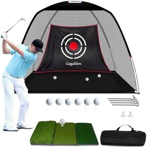 Golf Hitting Practice Nets and Turf Mat Tees for Backyard Driving Gift for Mens Real Indoor Golf Lovers Balls Hitting Driving Nets for Indoor Outdoor Garage Use Golfing Swing Training Impact Cages