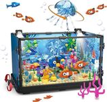 QLT Fish Tank Pets Goldfish Building Blocks Kits with LED Lights, Creative Sea Animals Model Gifts for Kid and Adult(725Pieces)