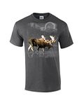 Moose Wilderness Moonlight & Mountains Short Sleeve T-Shirt-Heather Grey-XL, Heather Gray, X-Large