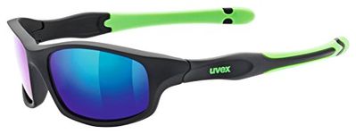 uvex Sportstyle 507 - Sunglasses for Kids - Mirrored Lenses - incl. Headband - Black Matt Green/Green - One Size