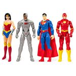 DC Comics 12-inch Action Figure 4-Pack with Superman, The Flash, Wonder Woman and Cyborg, Kids Toys for Boys and Girls Ages 3+