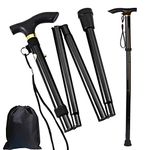 Gtlzlz Folding Cane, Trekking Poles for Men, Women, Collapsible Walking Stick, Walking Cane with Carrying Bag, Adjustable,Lightweight, Anti Shock, Rubber Base for Hiking Camping