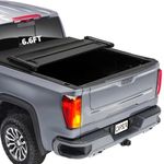 CAPSER 6.6ft Soft Quad Fold Truck Bed Tonneau Cover Compatible with 2014-2018 Chevy Silverado/GMC Sierra 1500 2015-2019 Silverado/Sierra 2500HD 3500HD/2019 Ltd/Lgcy ONLY Fleetside 6'6" Bed (78")