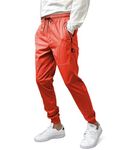 Southpole Men's Quick-Dry Water Resistant Nylon Track Jogger Pants W/Zipped Pockets Casual, Orange, Large