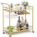 VASAGLE Bar Cart Gold, Home Bar Ser