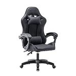 Panana Heavy Duty Gaming Reclining Racing Chair PU Leather Swivel PC Game Desk Chair (Black)